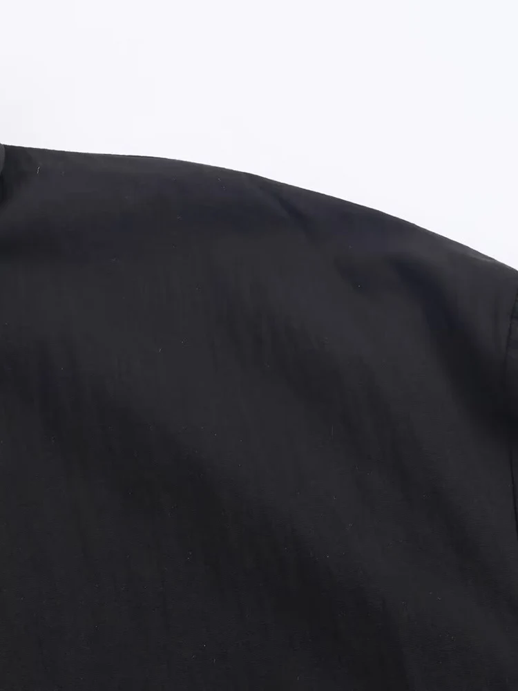 European style new women's fashion, versatile, simple and elegant solid color poplin shirt with ribbon embellishment