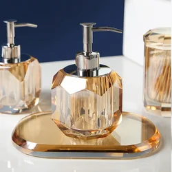High Quality Crystal Bathroom Decoration Accessories, Soap Dispenser, Shampoo Bottle, Storage Tray, Amber and Smoky Gray