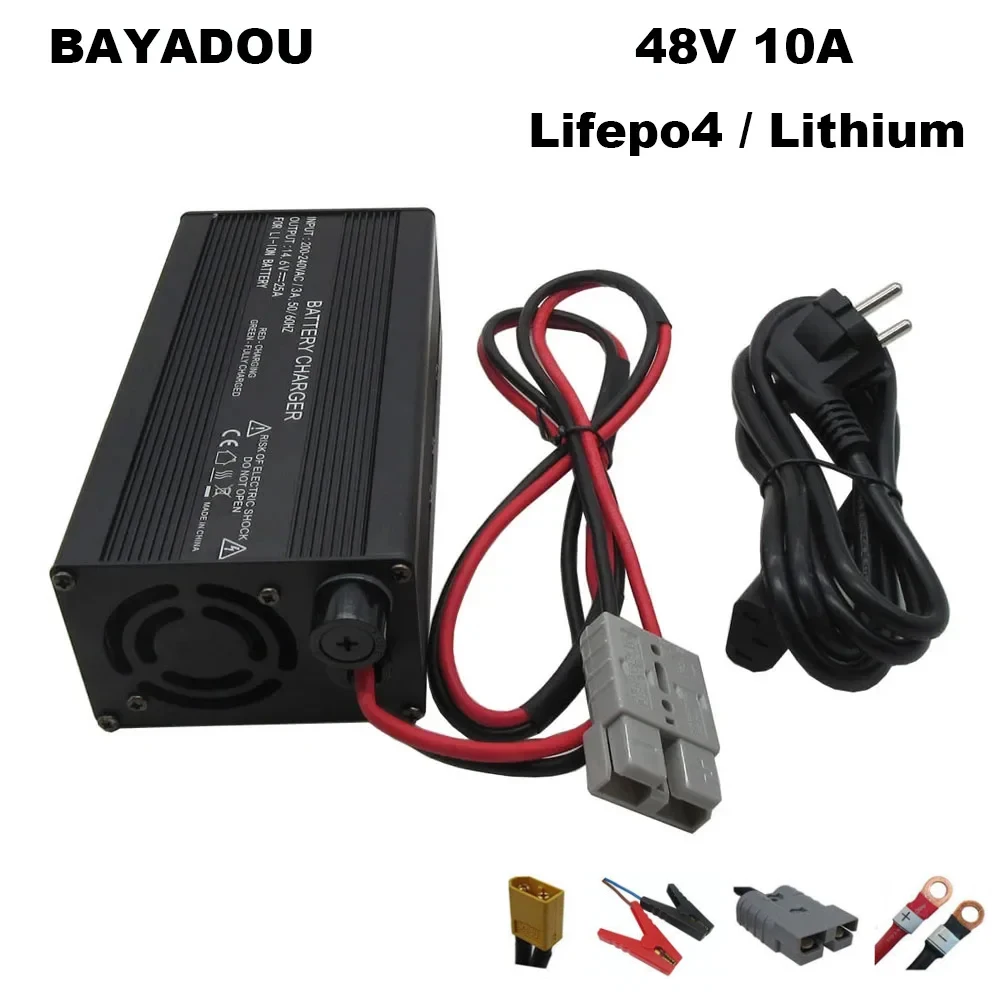 

48V 10A LiFePO4 Lithium Battery Fast Charger 13S 54.6V 14S 58.8V Li-ion 16S 58.4V LFP Energy Storage RV Smart Charger