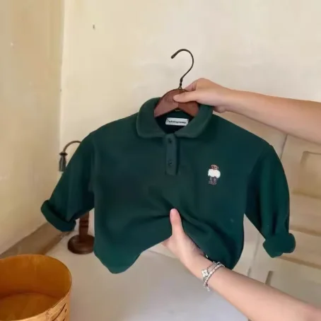 الخريف الشتاء طفل الفتيان البلوفرات القطن الصوف الكرتون الدب الرضع الفتيان البلوز رفض طوق المخملية طفل الفتيان الملابس الداخلية