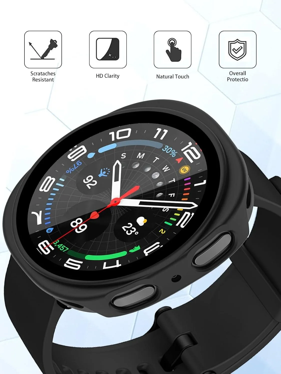 for Samsung Watch8 40/44mm frosted matte case, featuring a glass screen, shockproof and scratch-resistant, easy to install image 3
