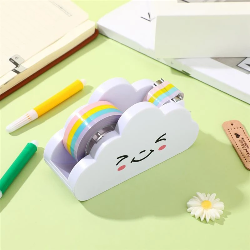 1 PCS Tape Rainbow Tape Cloud Cutter Student Handbook Desktop Tape Cutter Cute Packaging Tape Machine Student Supplies