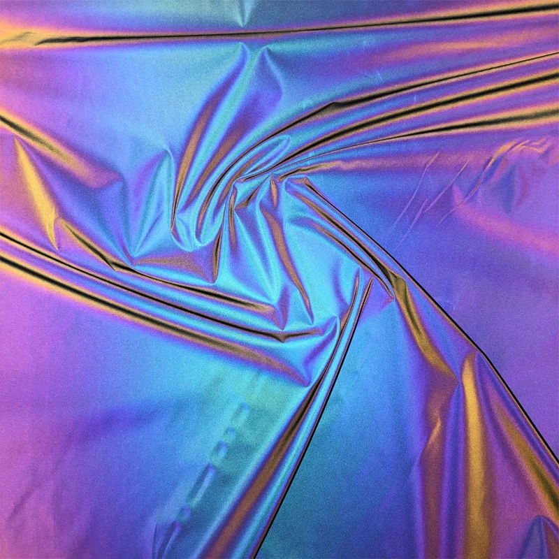 100*140cm Colorful Rainbow Light Reflective Stretch Fabric Gradient Windbreaker Diy Decor Jacket Coat Clothes Designer Fabric