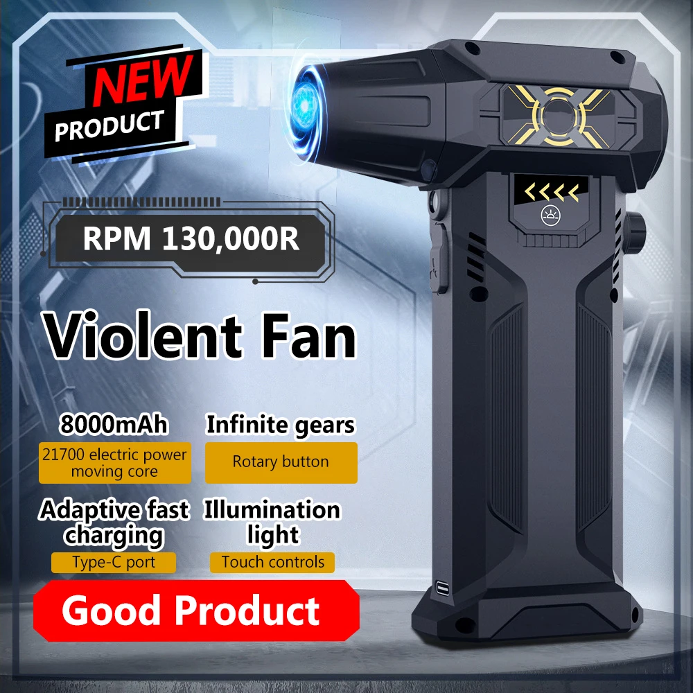 Violent Turbofan, High Speed Supercharging Hurricane Vacuum Cleaner, Handheld Wireless Mini Portable Violent Fan