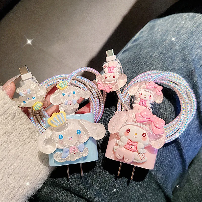 

Cute 3D Cartoon Melody Cable Protector compatible for iPhone iPad 18W/20W Charger Case Phone Wire Cord Organizers