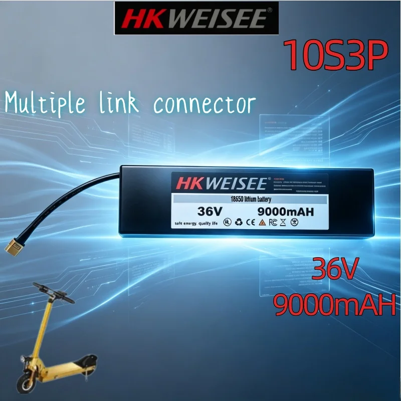 Batterie 18650 , batterie au lithium rechargeable 10S3P 36V 12000mAh 9000mAh BMS intelligent intégré