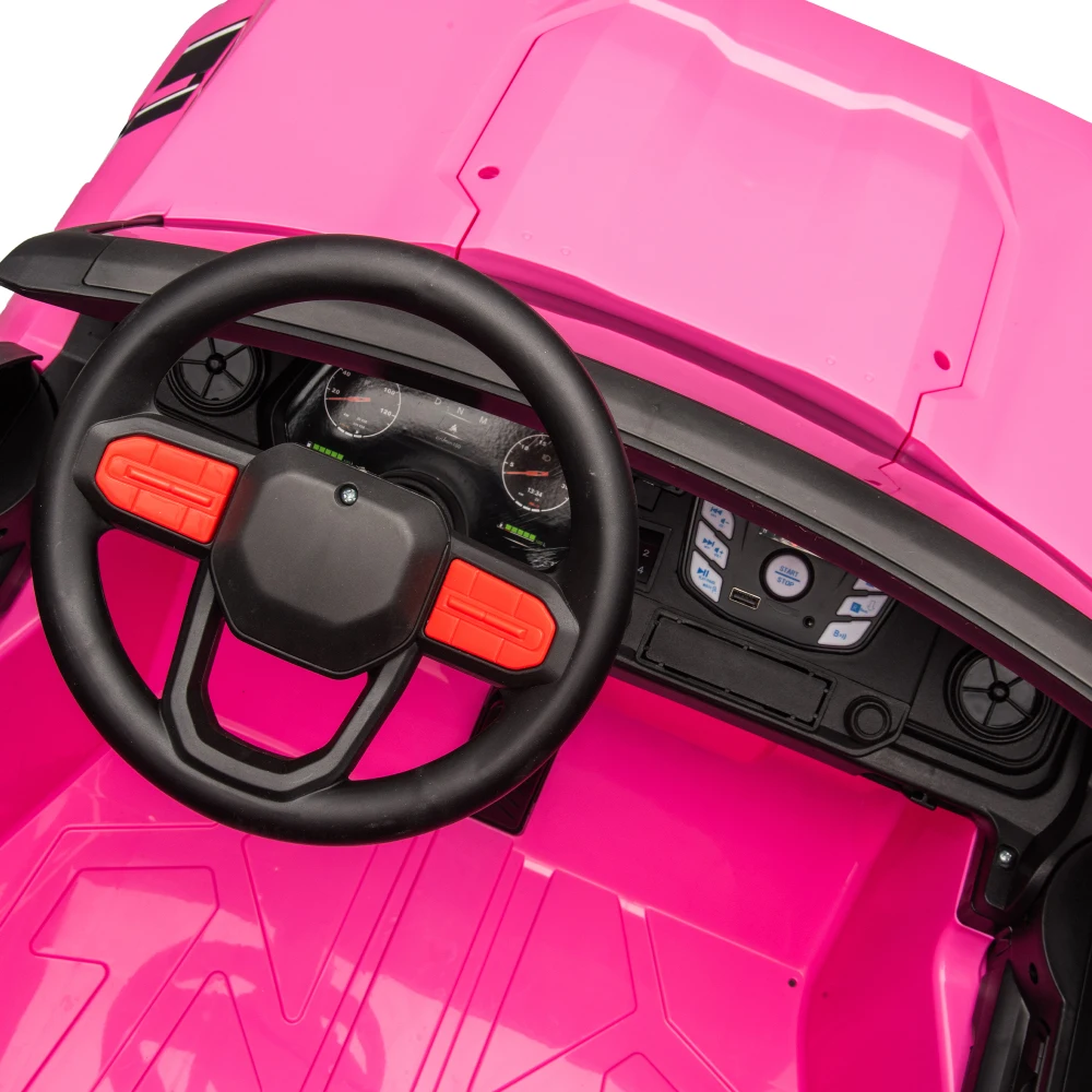 24V 10A Kids Electric Ride On Pickup, 2-Seater, Remote Control, USB, Bluetooth, Safety Belts, High Gate, for Ages 3+