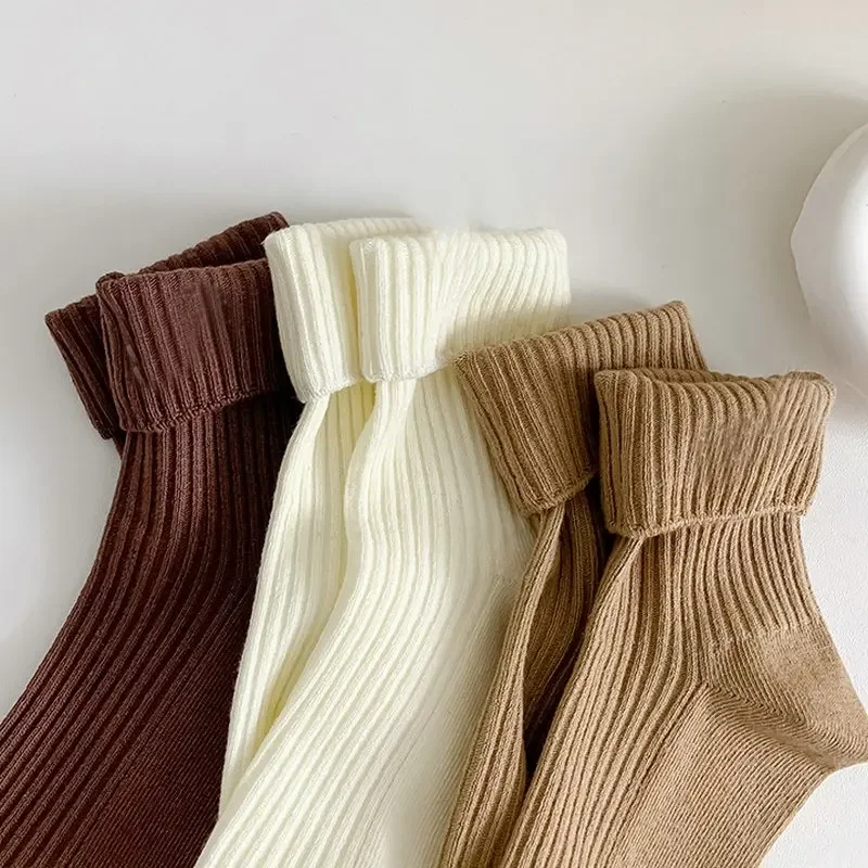 Solid Color Socks Mid Tube Knitted Japanese Korean Loose Long Stockings Girl Ins Retro Soft Fashion Trend Spring Autumn Socks