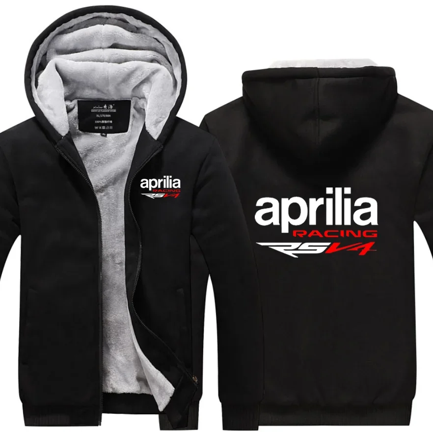 

NEW winter printed APRILIA car logo thickened casual coat men's zipper men's Plush coat