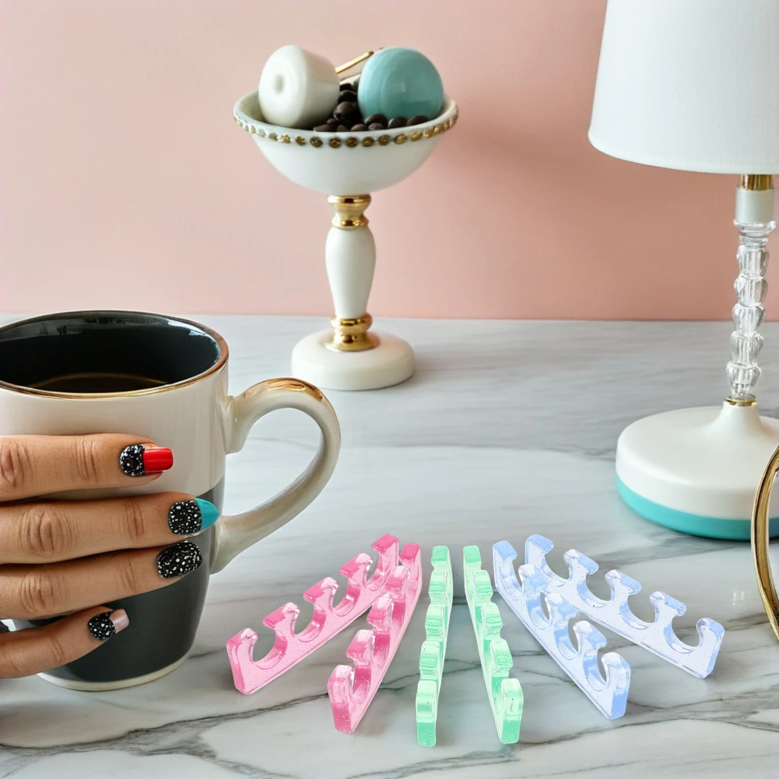 

12Pcs Toe Separators Silicone Nail Art Dividers Nail Painting Tools Pedicure Finger Spacers Foot Care Separator Set