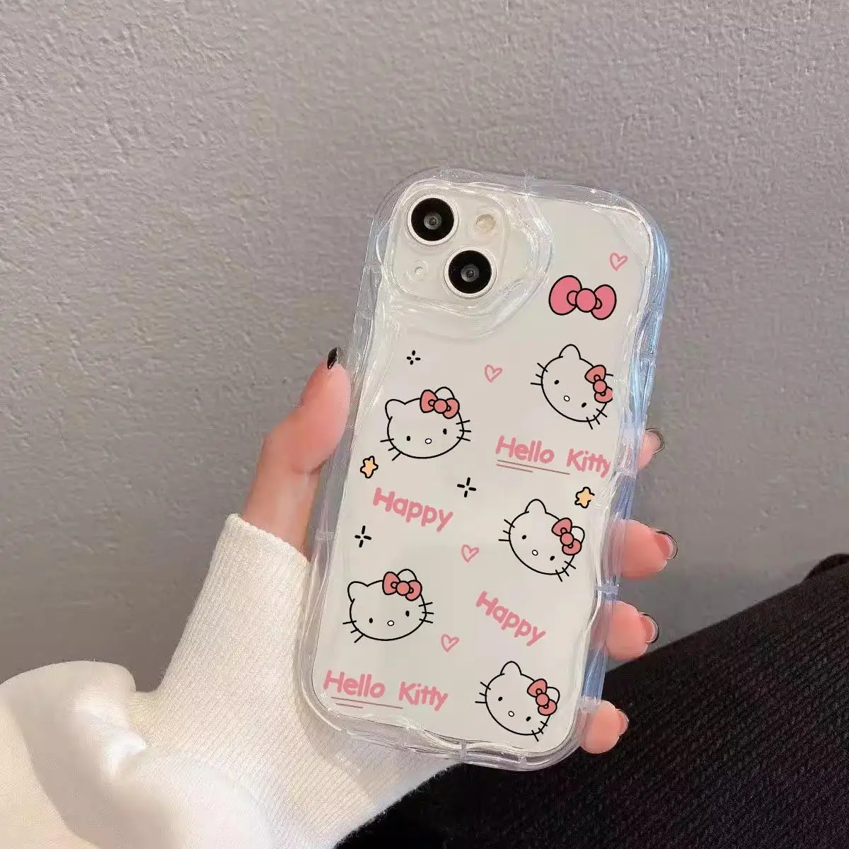 Custodia per telefono Sanrio Ins Hello Kitty per IPhone 15 Pro Max 14 11 12 13 Mini XR 6s 6 8 7 Plus X XS SE 2020 2022 Y2k Girl Clear Gift