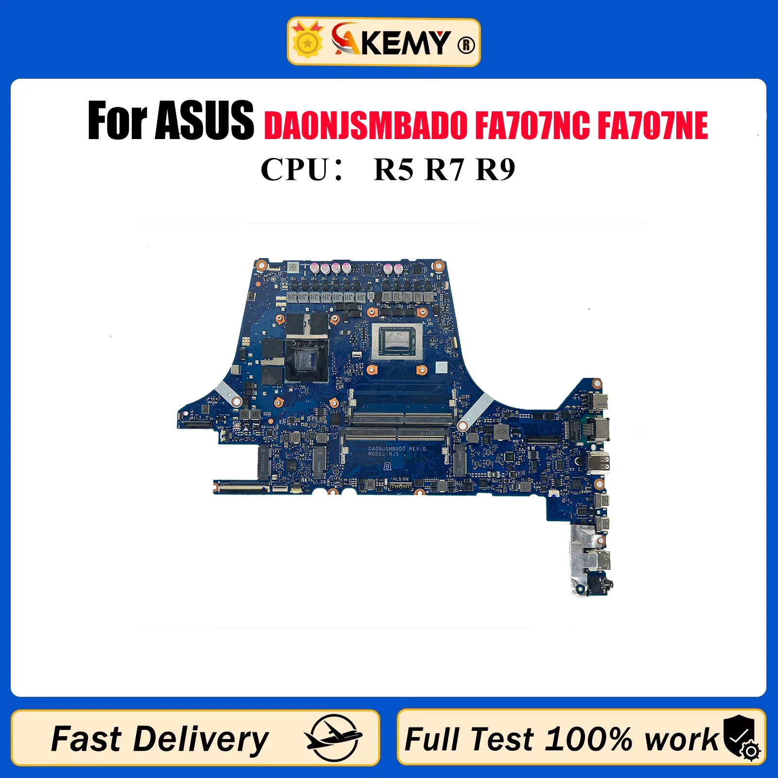 

DA0NJSMBAD0 Laptop Motherboard For ASUS TUF Gaming FA707N FA707NC FA707NE Notebook Mainboard With R5 R7 R9 CPU 100% tests OK stk