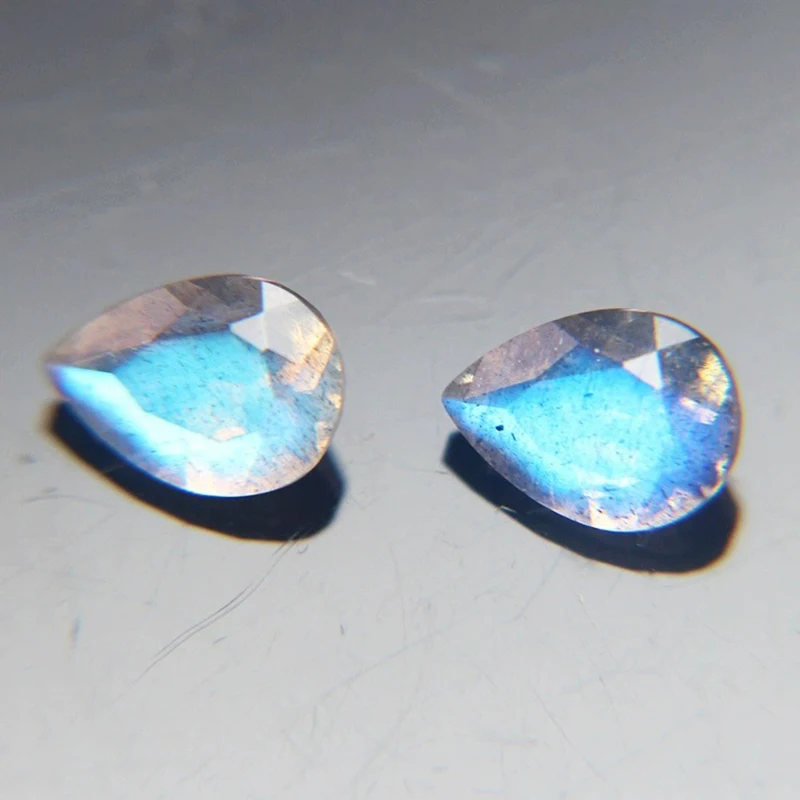 Natural Blue Fire Labradorite Pear Shape Faceted Stones Polished Loose Gemstones Size 6x8mm For Jewelry Making