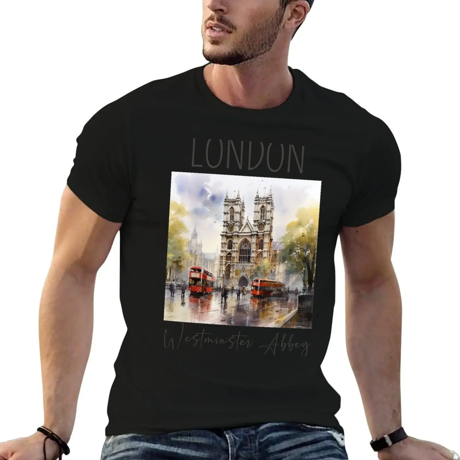 

A Watercolor Design of the Westminster Abbey - London - UK T-Shirt sports fans sweat vintage anime shirt mens funny t shirts