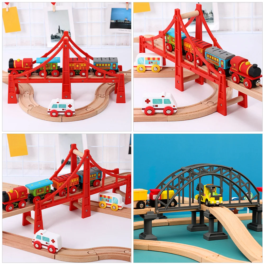 2 Pcs Toys Train Bridge Model Track Supplies Replacement Accessories Plastic Railway Playthings Educational Assembled