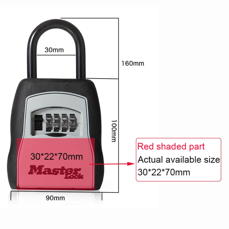 Khóa Móc Master Lock Ngoài Trời Chìa Khóa An Toàn Hộp Phím Hộp Bảo Quản Ổ Khóa Sử Dụng Mật Khẩu Khóa Hợp Kim Chất Liệu Phím Móc An Ninh Tổ Chức Hộp