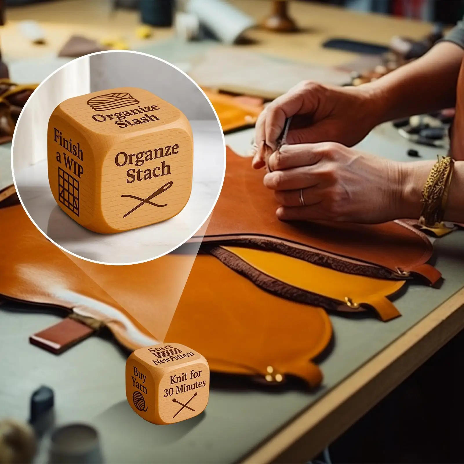 الحياكة النرد قرار خشبي صنع النرد للعمل الحياكة اللحف أداة الخياطة للمحترفين الحرفيين المتحمسين النساء #4