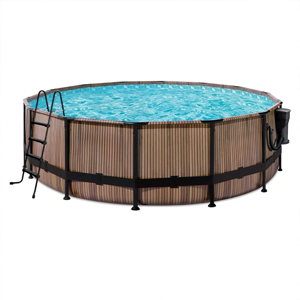 

16 Foot x 48 Inch Oasis Designer Outdoor Round Above Ground Swimming Pool with SkimmerPlus Filter Pump, Ladder, and Pool Cover