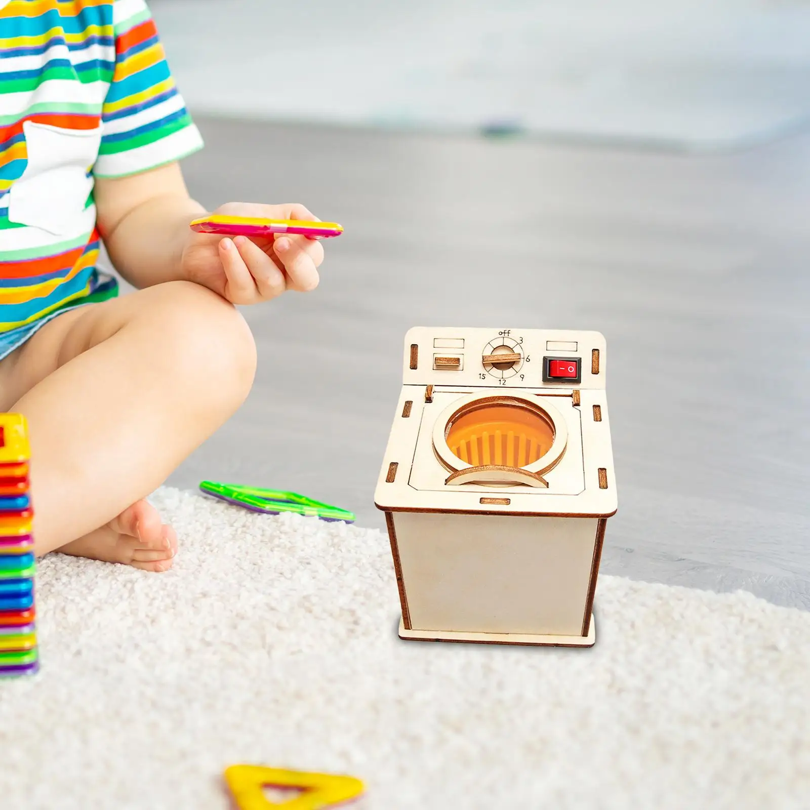 Science DIY Washing Machine Wooden Toy Model Educational Building Kit for Kids Boys Girls 8-11