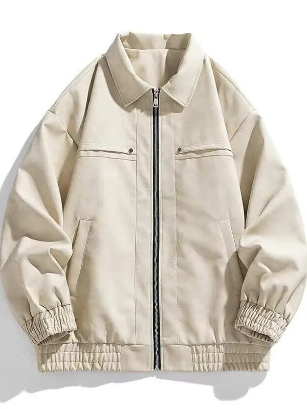 

American Retro Suede Leather Jaet Men's Autumn Winter New Sle High Sensation Couple's Collar Jaet Haome Zipper Closure