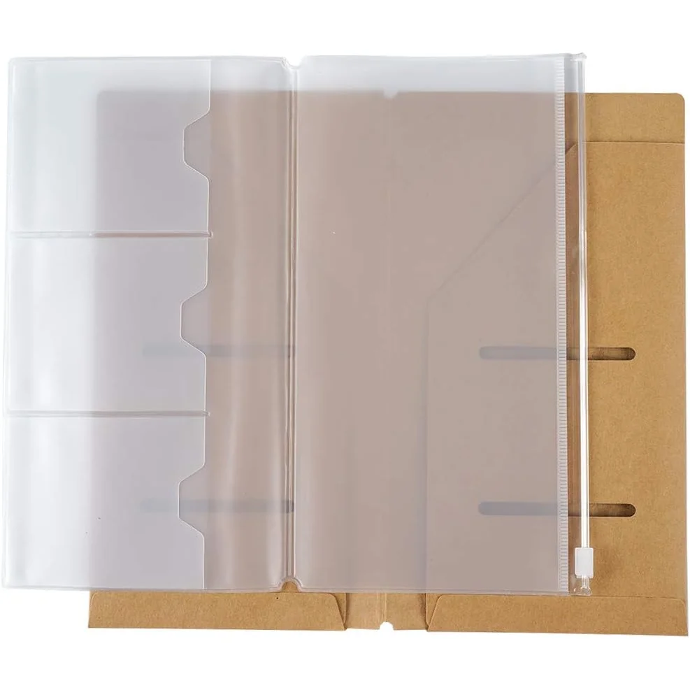 2 Pcs/Folder Zipper PVC Protective Storage Bag Traveler Diary Accessory Supplementary Pack For Standard Size Traveler Notebook image 6