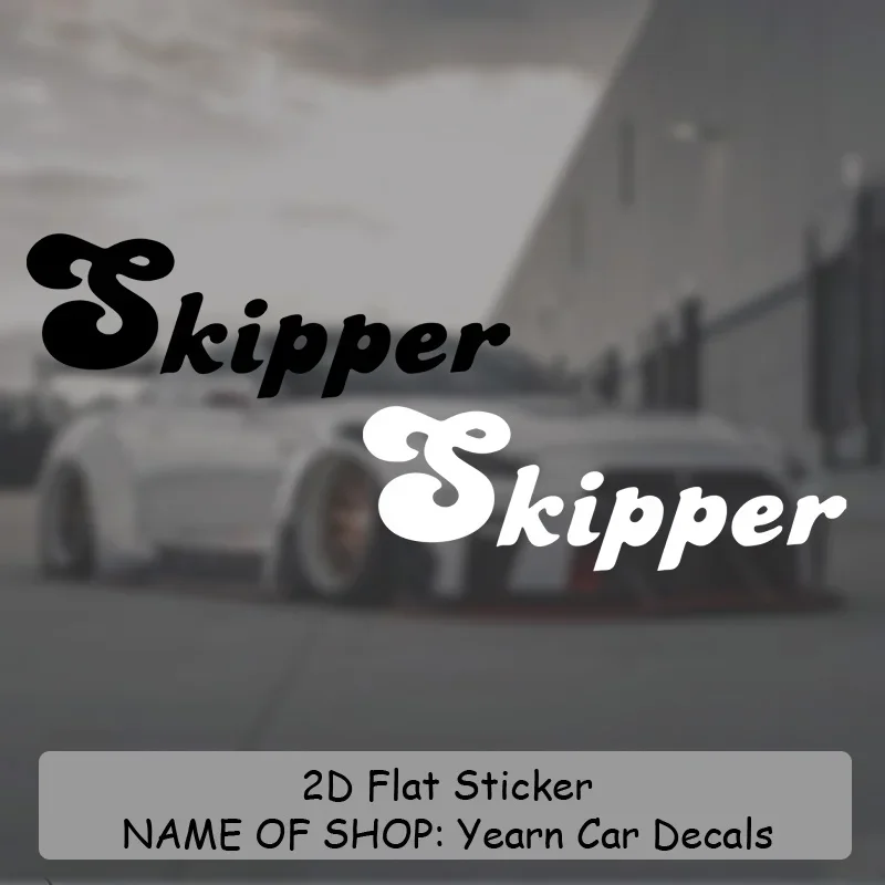 

1PC Skipper Logo Sticker Minimalist Black Lettering Transparent Decal Durable JDM Waterproof Car Sticker