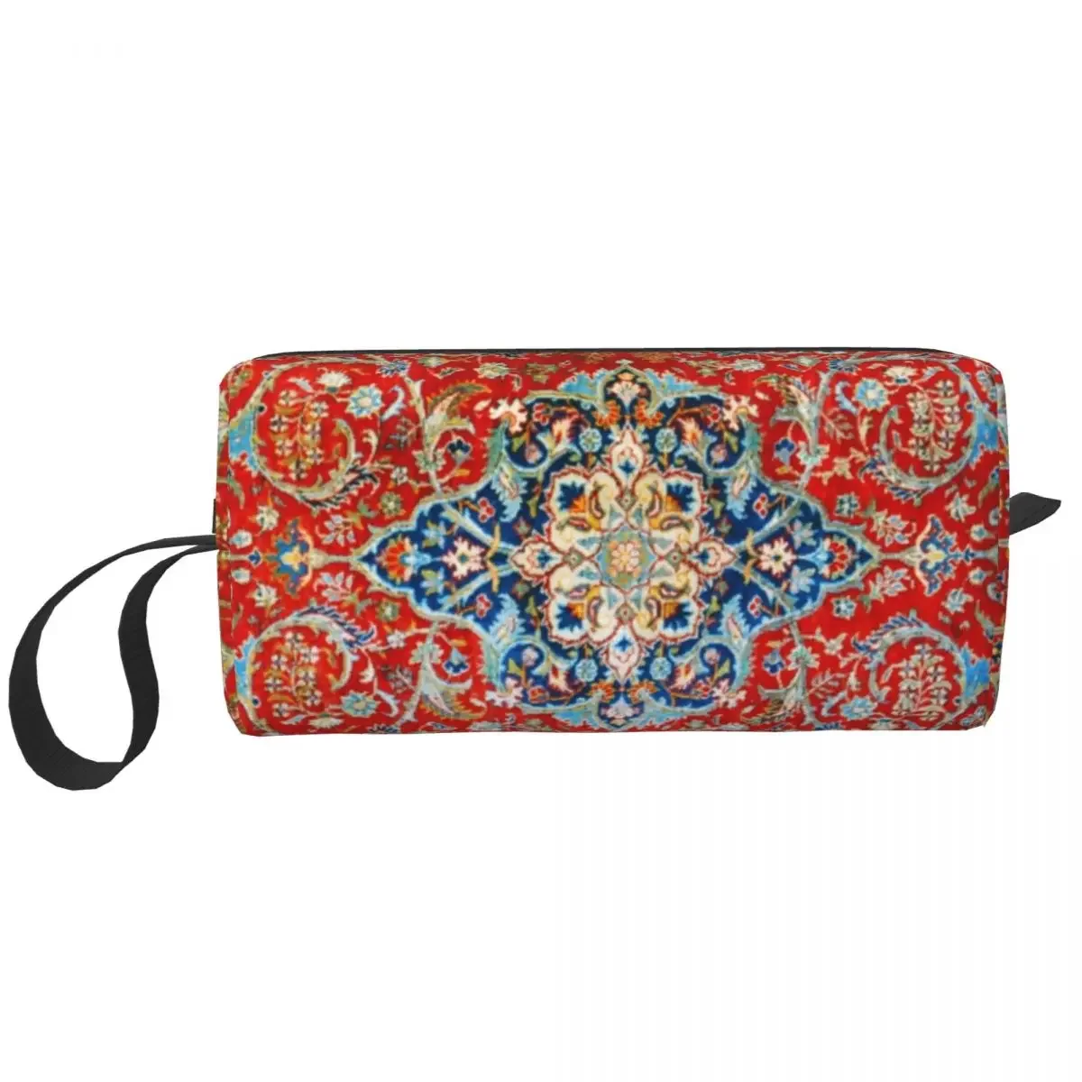 Red Blue Antique Floral Persian Travel Cosmetic Bag Boho Bohemian Rug Toiletry Makeup Organizer Lady Beauty Storage Dopp Kit