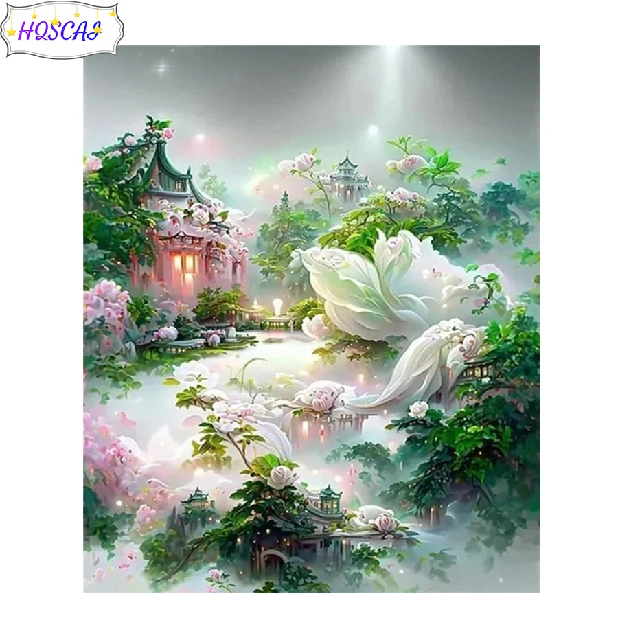 5D Diy Diamond Painting House flower Full Round Square Drill Cross stitch Mosaic Wall Art Pictures Home Decoration Birthday Gift