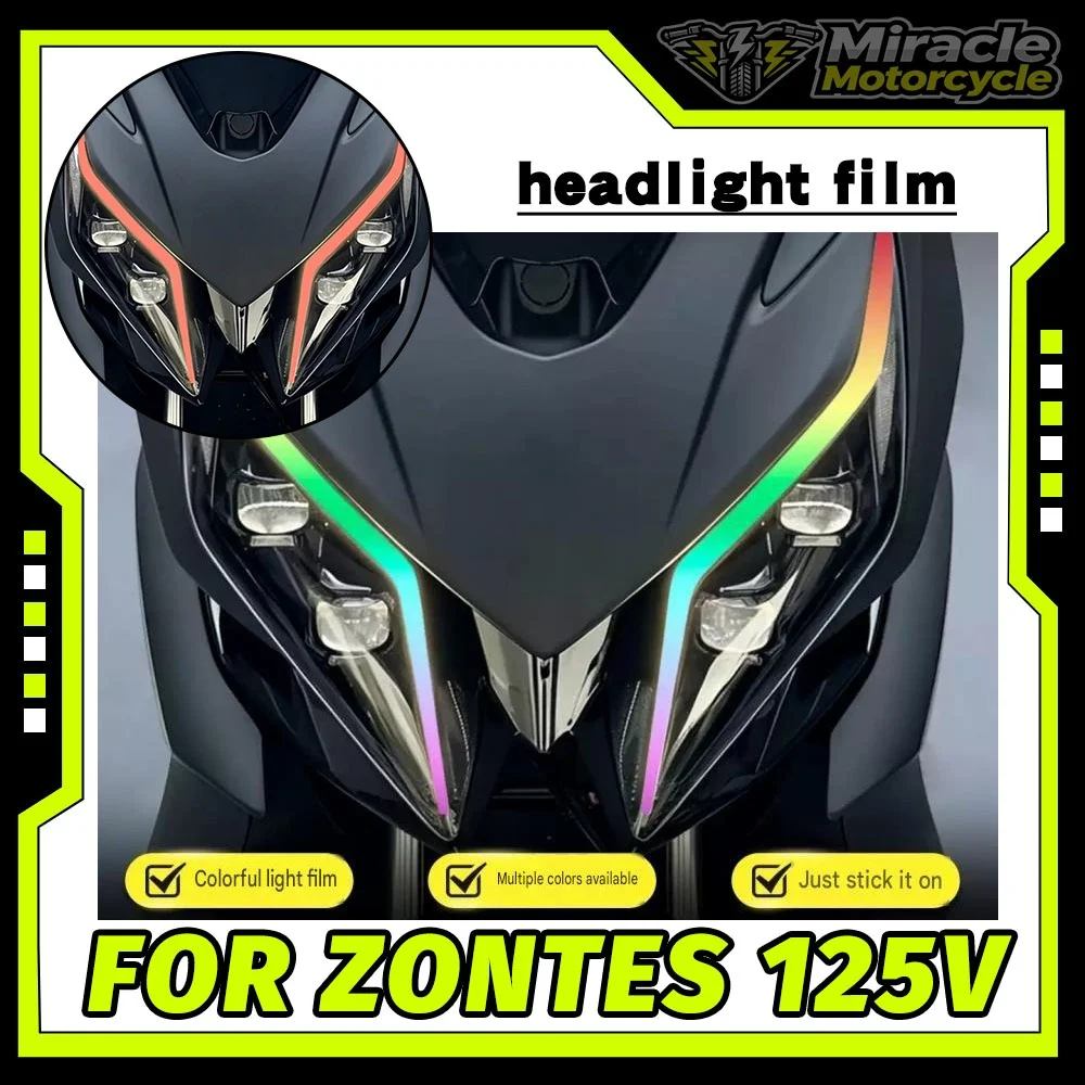 Colorful headlight film, color-changing protective film, gradient decorative modification parts, compatible with ZONTES 125V.