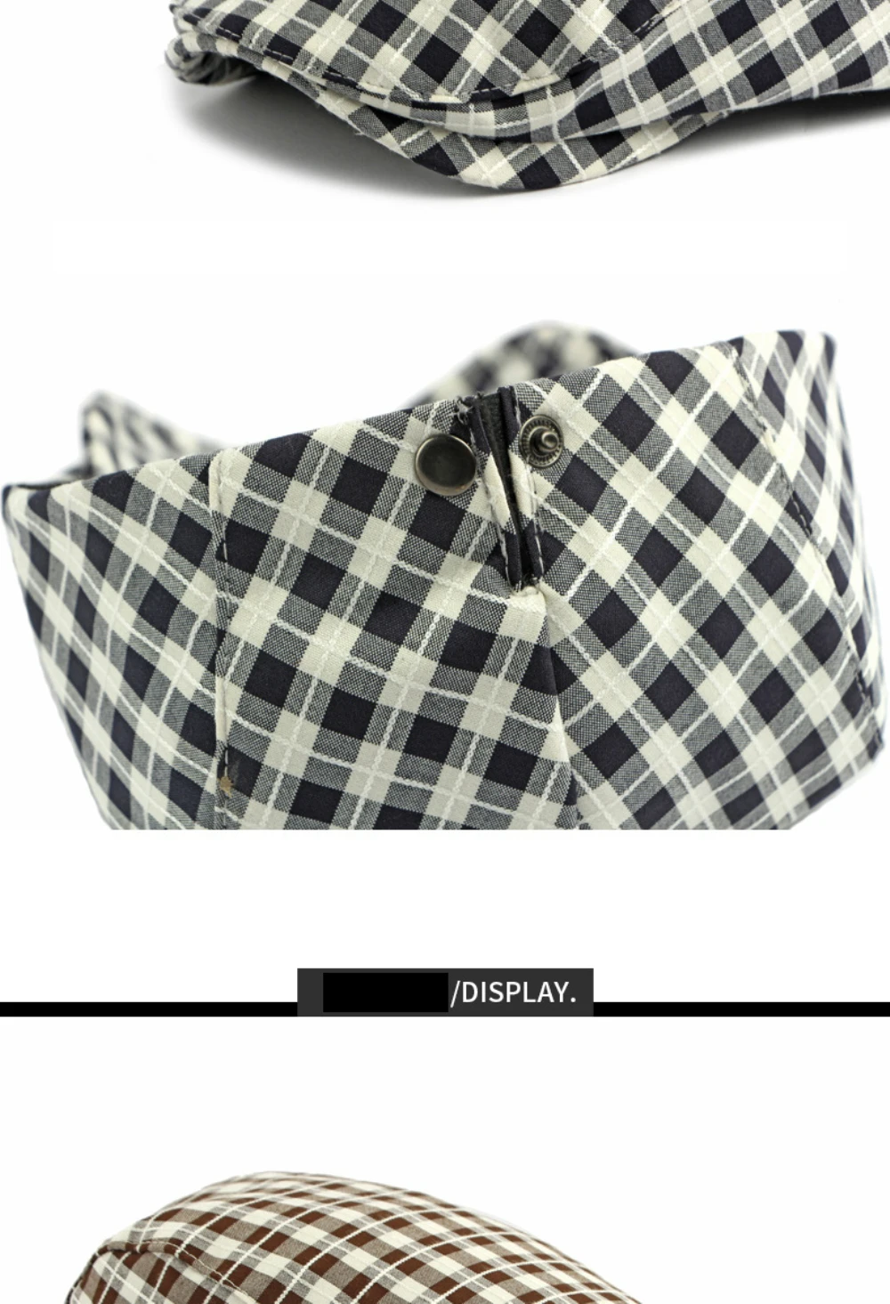 HT5076 Baskenmützen für Herren und Damen, Künstler- und Malermütze, Verstellbare Ivy-Flatcap, 2026 Neue Frühling-Sommer Karierte Baskenmütze – Detail 5