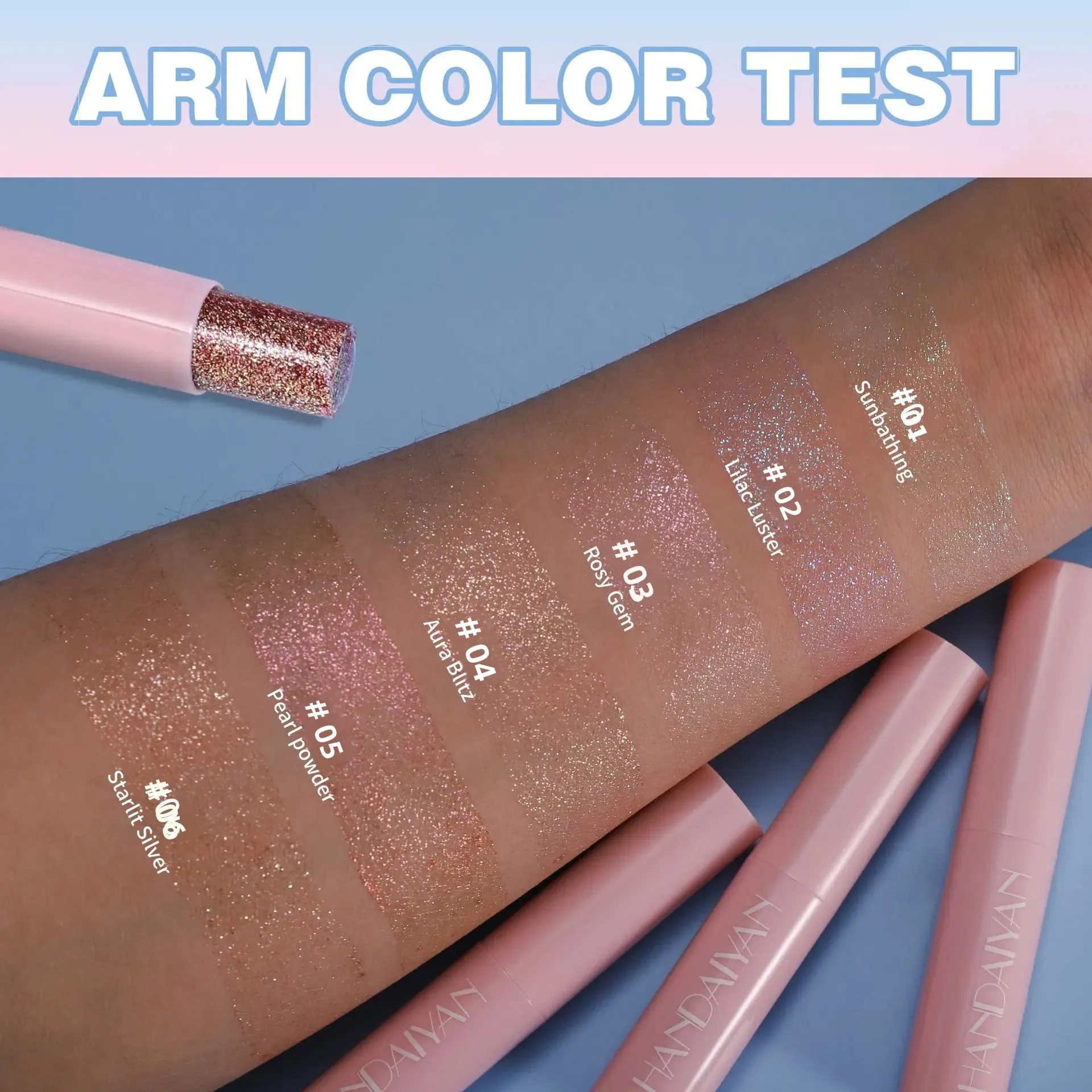 HANDAIYAN Eyeshadow Stick Jelly Eyeshadow Highlight Stick Pearly Brighten Long Lasting Glitter Multi-Functional Eye Contouring