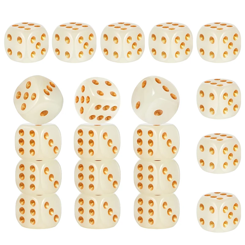 

﻿5/10/20PCS Creative Luminous Dice 6 Sided Golden Dot Dice 16mm Sized Glow in The Dark Game Props Dices Suitable for Bar KTV ZYF