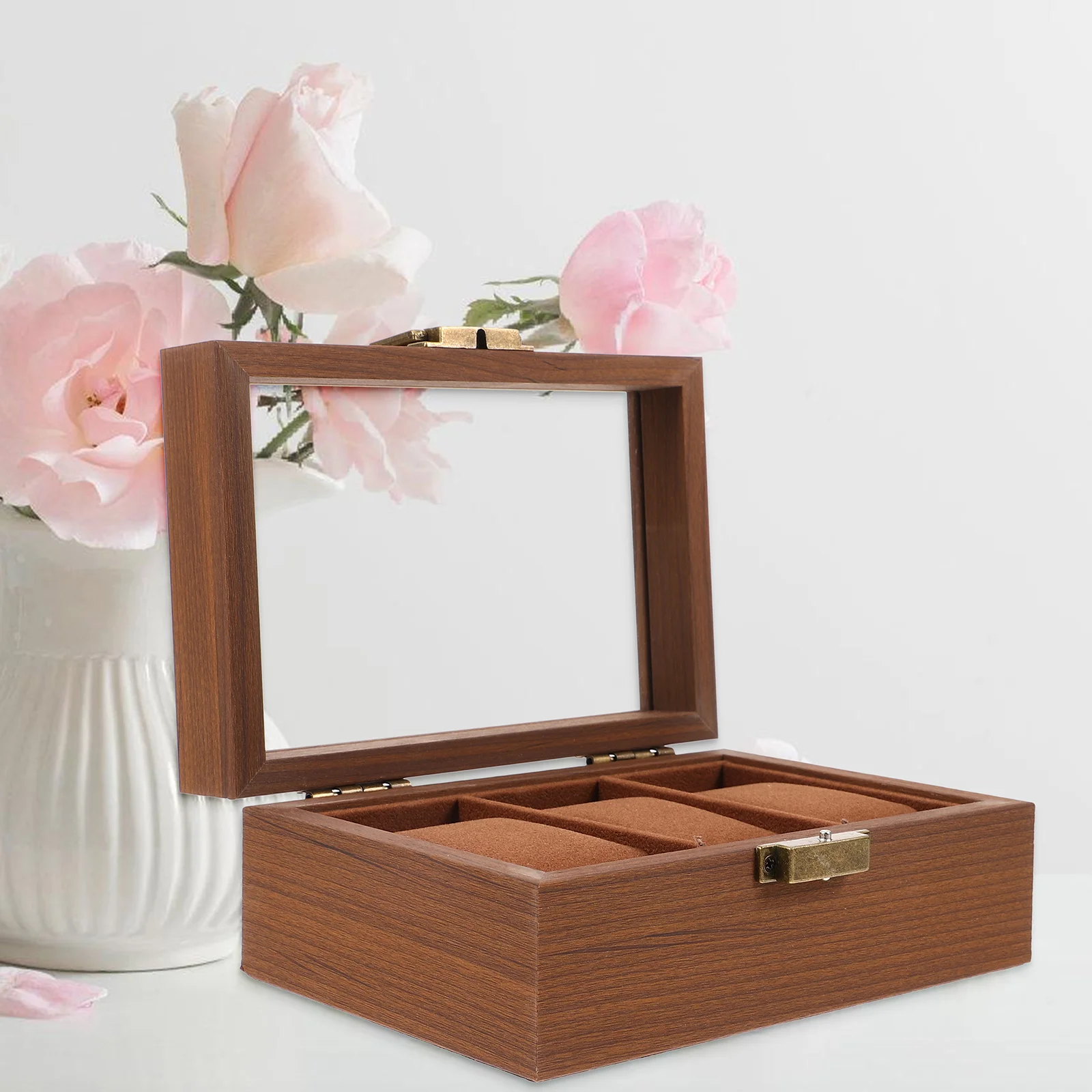 

3 Slots Watch Storage Box Wooden Black Walnut Travel Display Organizer Case for Watches Storage Jewelry Packaging