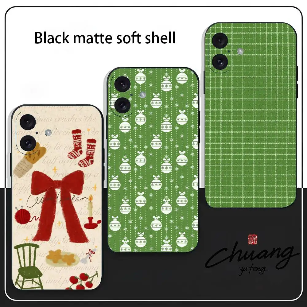 Funda para teléfono con diseño de reno y copo de nieve, elegante funda de TPU negra mate para 11-16. Antideslizante y resistente al desgaste