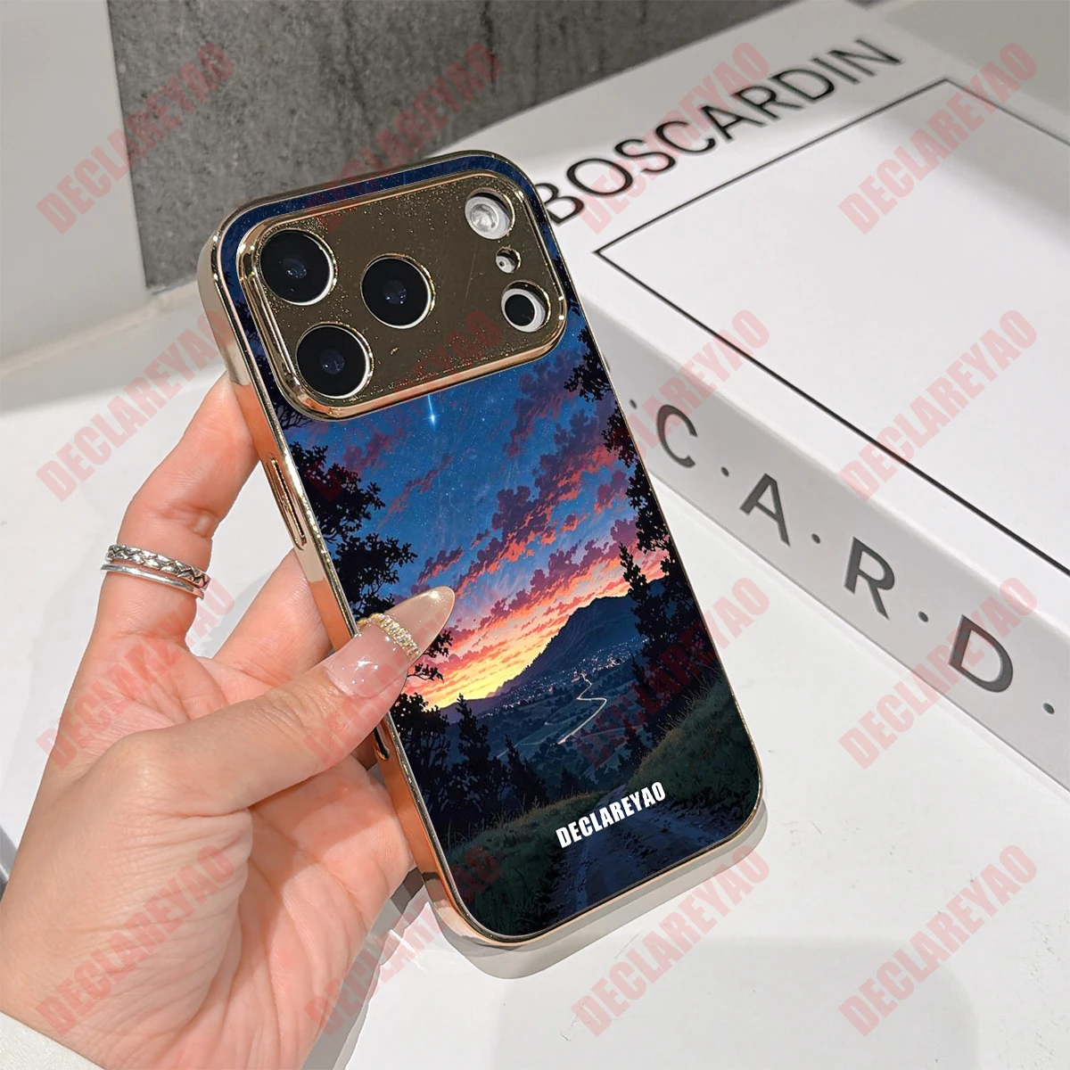 DECLAREYAO Custom Glass Case For iPhone 17 Air 16 16e 15 14 Plus 13 12 11 Pro Max X Xs XR 6 6S 7 8 SE 2020 2022 SE2 SE3 Cover view 3