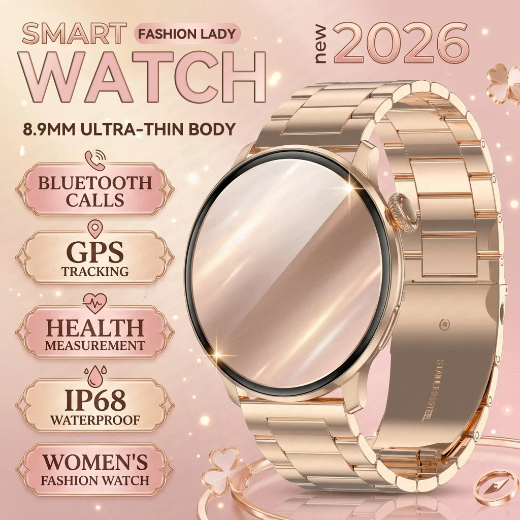 

2026 New Lady Fashion Smart Watch Women 1.43“AMOLED GPS Heart Rating Bluetooth Call Waterproof Outdoor Smartwatches For Female