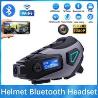 K10 Bluetooth 5.4 Motorcycle Helmet Earphones with LCD Screen Camera Support FM Radio DVR Recording WiFi Video Recorder