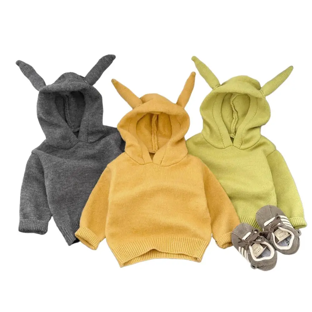 

Свитер с капюшоном для мальчиков и девочек, модный мягкий теплый детский джемпер, трикотаж, пуловер, осенне-зимнее детское пальто