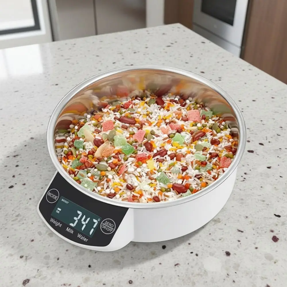 Detachable Stainless Steel Electronic Bowl Scale Accurate LCD Display Food Bowl Scale Battery Powered Conversion Units