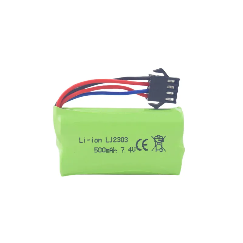 7.4V 500mAh SM-4P wtyczka kabel do ładowarki bateria z USB litowej do samochodu EC16 RC, M416 elektryczny kulka żelowa Blaster bateria zapasowa