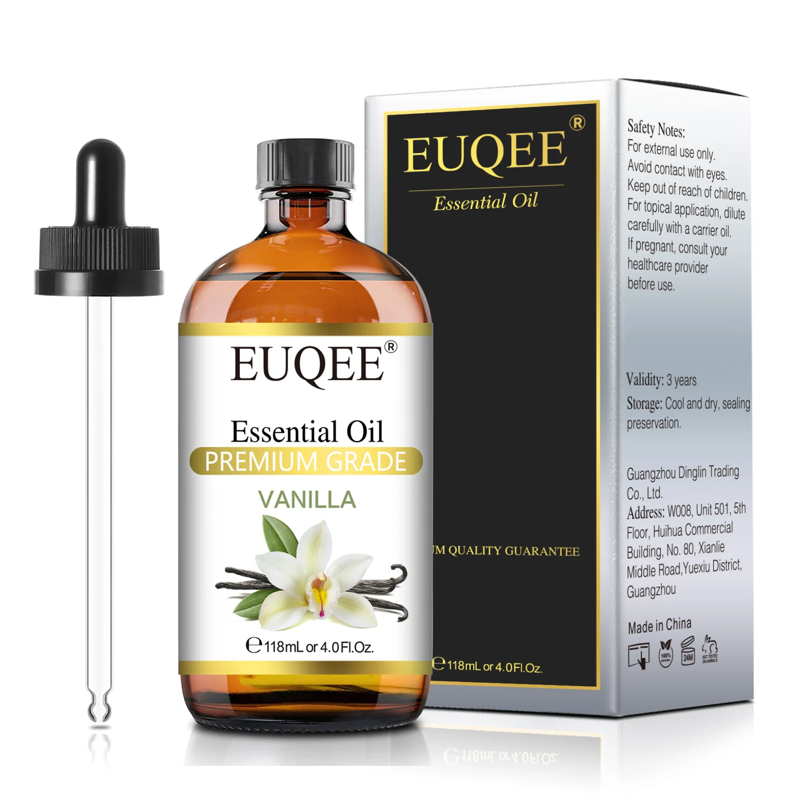 EUQEE 118ml Essential Oils with Dropper Vanilla Peppermint Sweet Orange Grapefruit Jasmine Essential Oil For Candle Making