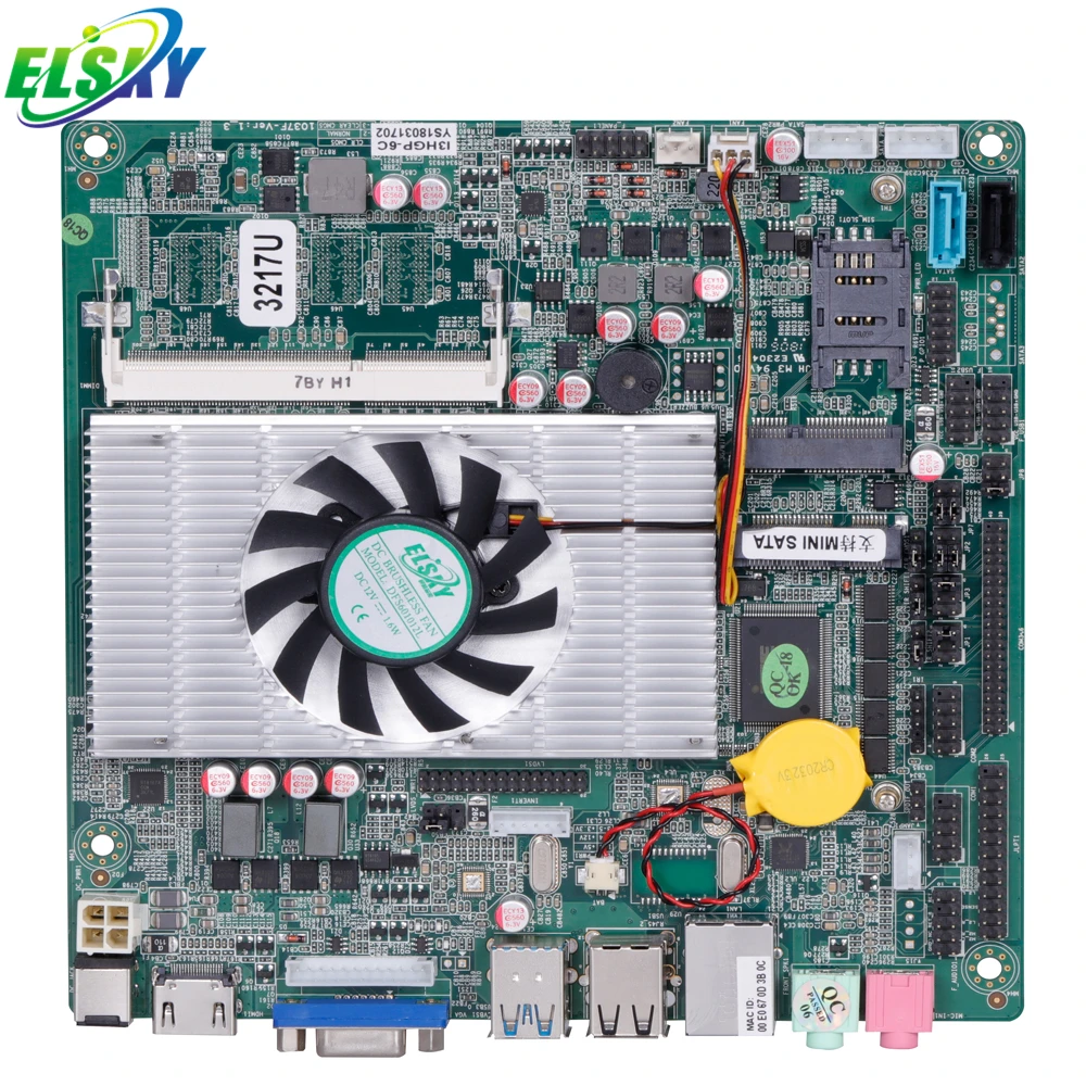 ELSKY Hot Sale Manufacturer China 8 USB COM DC 12V Mini-ITX Motherboard Based Cheap Core I3 3217U Processor