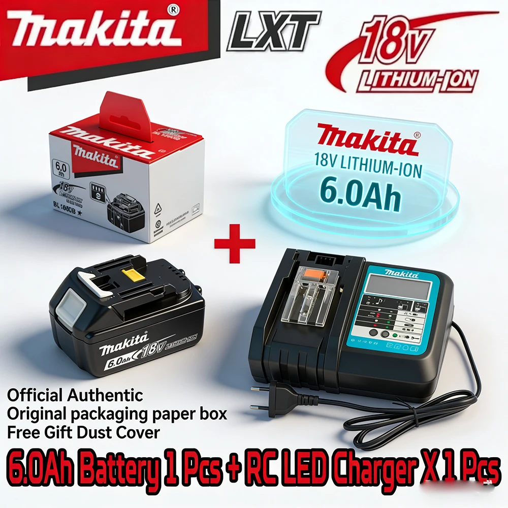 

100% Genuine Makita 6000mAh, For Makita 18V Tool Battery BL1840BL1830B BL1850B BL1850 BL1860BL1815 Replacement Lithium Battery