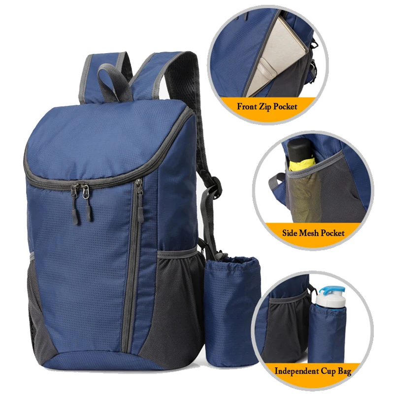 Mochila dobrável para mulheres e homens, mochila de grande capacidade, viagem ao ar livre, mochila de campo para caminhadas, mochila ultraleve