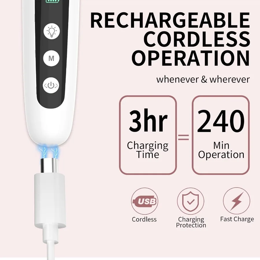 전문 매니큐어 및 페디큐어용 무선 전기 네일 파일 세트: 10가지 속도 설정 및 휴대용 네일 드릴 머신