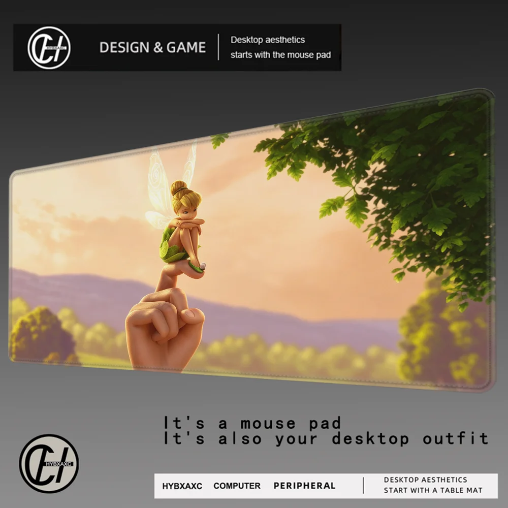 T-Tinker Bell Mouse Pad Non-Slip Rubber Base Pixie Hollow Scenery Mouse Pad Large Keyboard Mouse Desk XXL Rubber Desk Mat Carpet