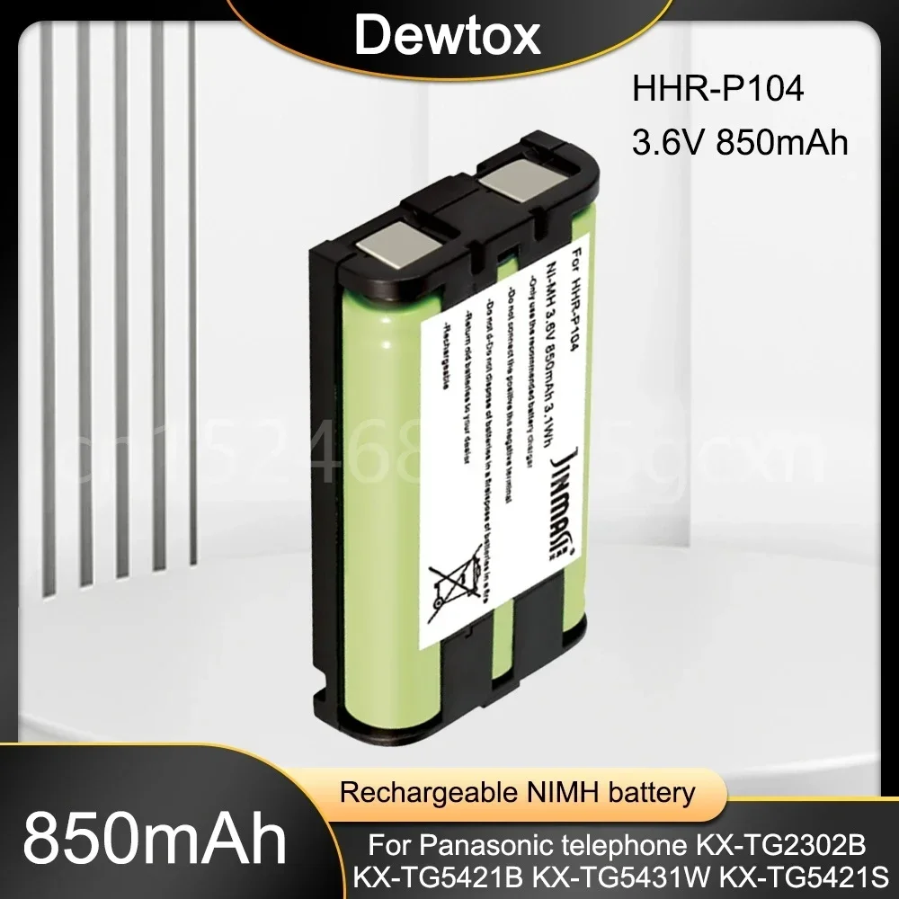 HHR-P104 Ni-MH 무선 휴대폰 배터리 KX-TG5421 KX-TG5451, HHR P104 TG5242 KX-TG5243, 3.6V, 850mAh