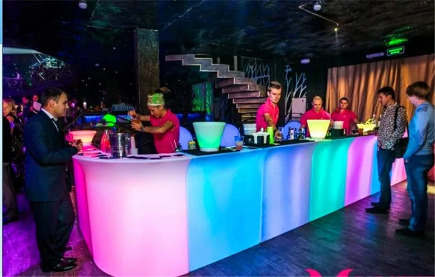 110CM Height Portable LED Luminous  Bar Table Cashier Counter Colorful Changing Salon Reception Desk Club Waiter Bars disco