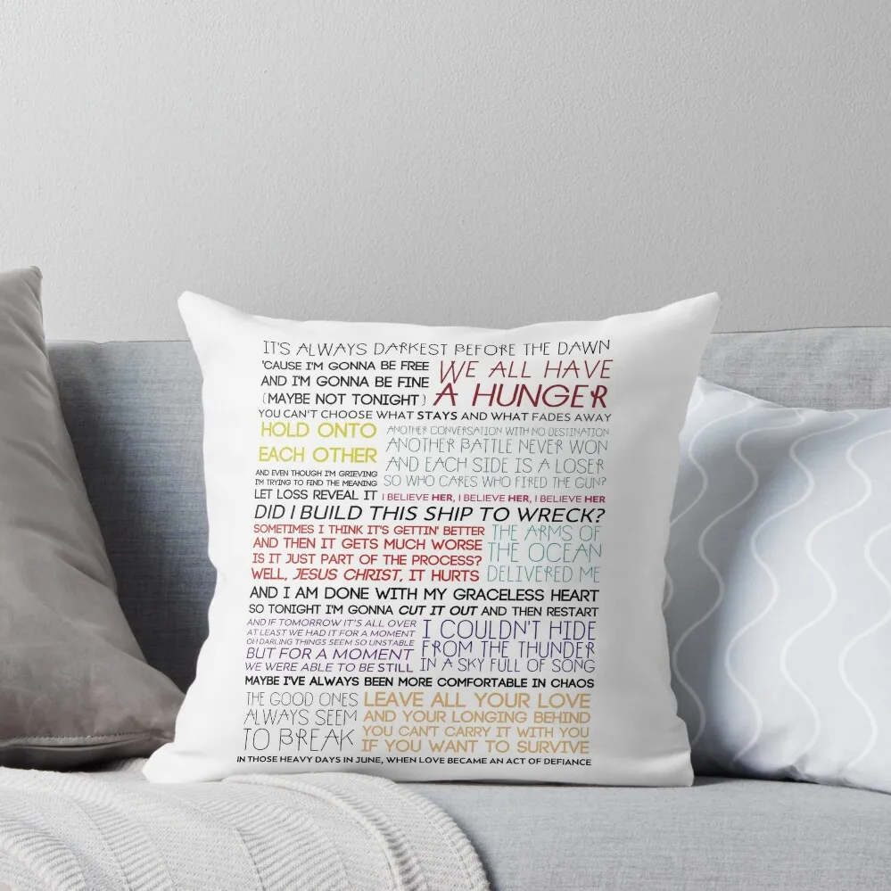 Florence and the Machine lyric typography Throw Pillow Room decorating items Couch Cushions Sofa Cushions Cover