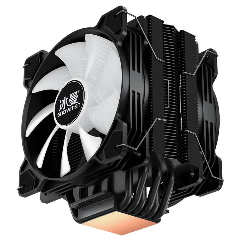 Snowman ARGB Temperature-Control CPU Cooler Noise-Free Heatsink Pure Copper 6 Heatpipes Radiator For Intel&AMD Processors